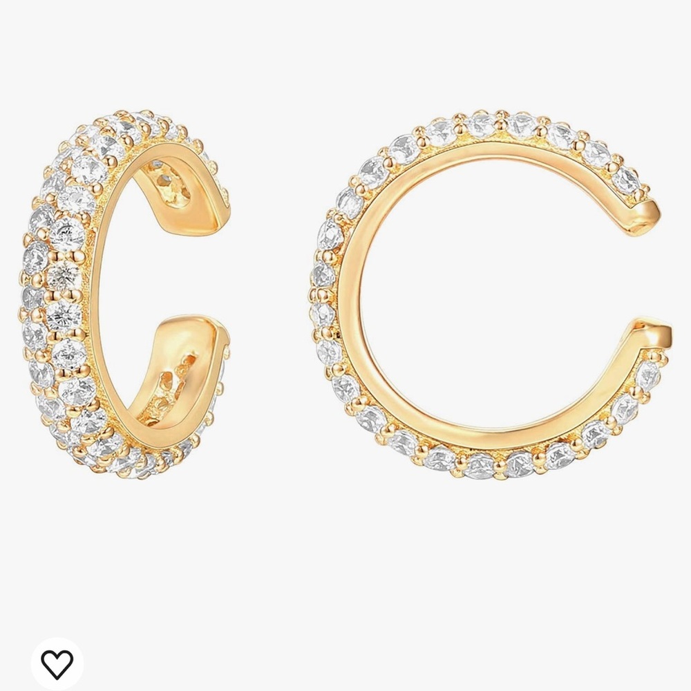 PAVOI 14K Gold Plated Cubic Zirconia Sparkling Round Huggie Ear Cuff